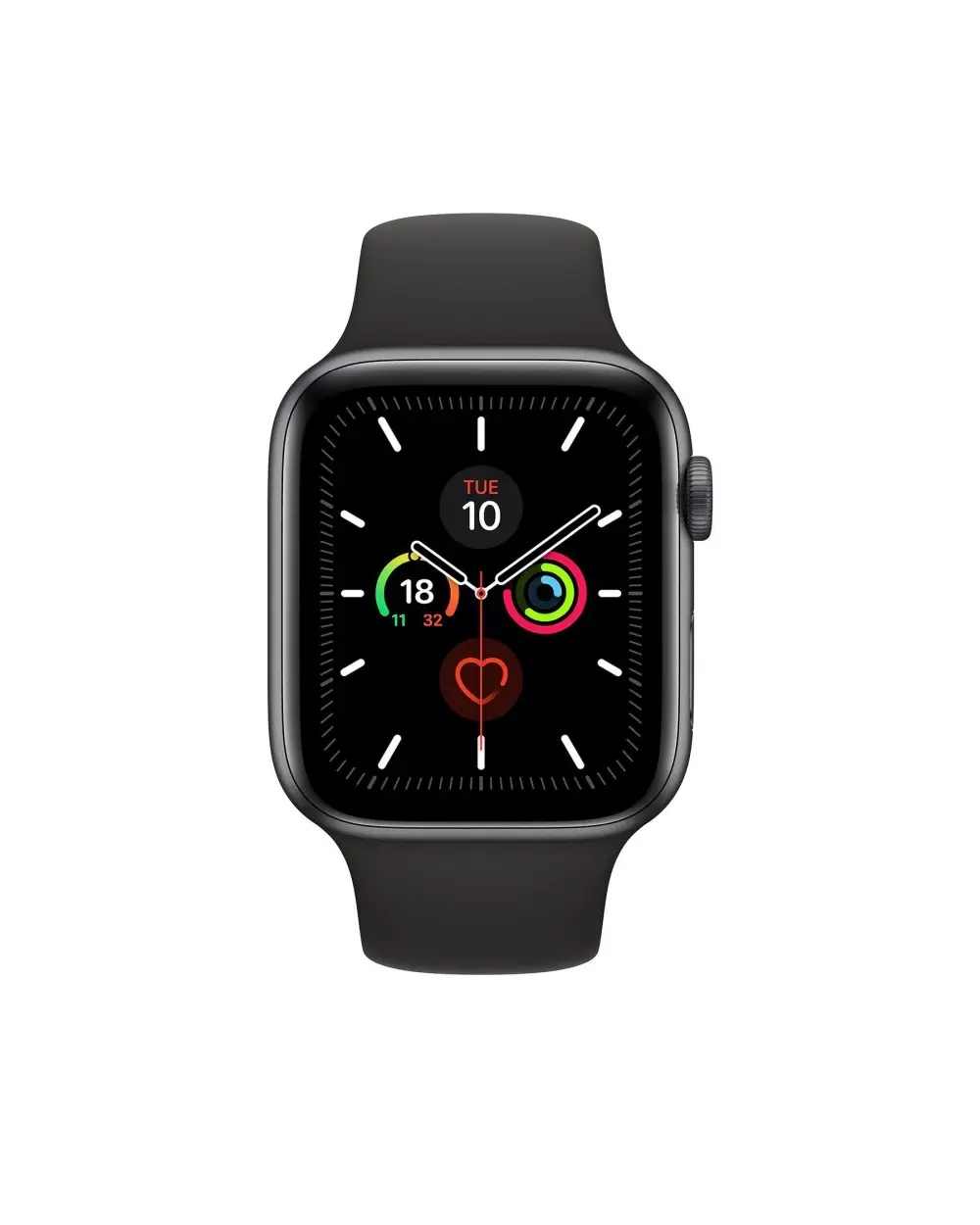 Black sport smartwatch with activity rings and fitness tracking display