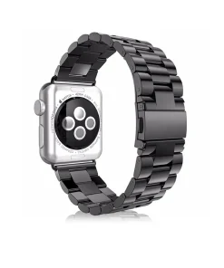Black stainless steel smartwatch band with silver 42mm case connector