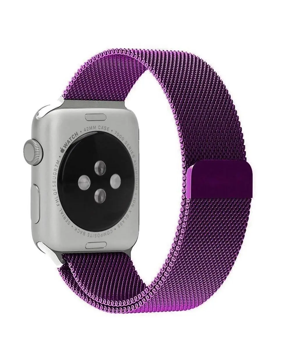 Purple stainless steel Milanese loop band for Apple Watch smartwatch