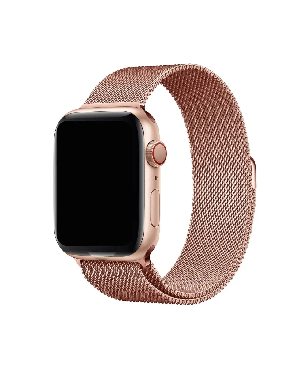 Rose gold Milanese loop mesh band smartwatch with digital display