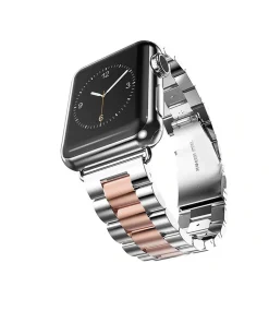 Stainless steel smartwatch with rose gold and silver mixed metal band