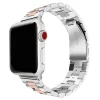 Silver rose gold stainless steel Apple Watch band with link bracelet
