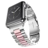 Stainless steel smartwatch band with silver and rose pink link bracelet