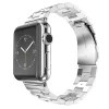 Silver stainless steel smartwatch with link band and black face display