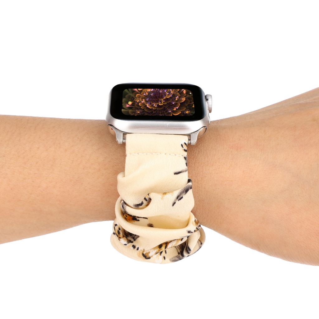 Beige Floral Scrunchie Loop Band for Apple Watch - Image 3