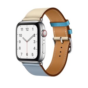 Bleu lin/Craie/Bleu du Nord Single Tour Leather for Apple Watch