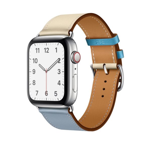 Bleu lin/Craie/Bleu du Nord Single Tour Leather for Apple Watch