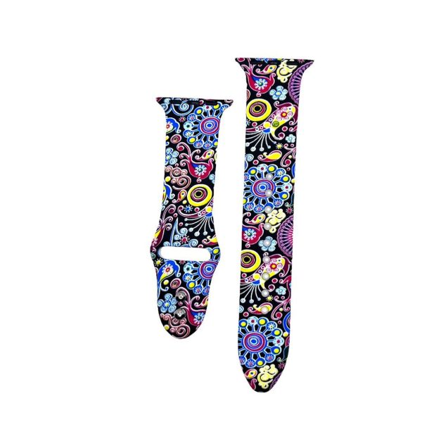 Colourful Paisley Black Printed Sport Band for Apple Watch