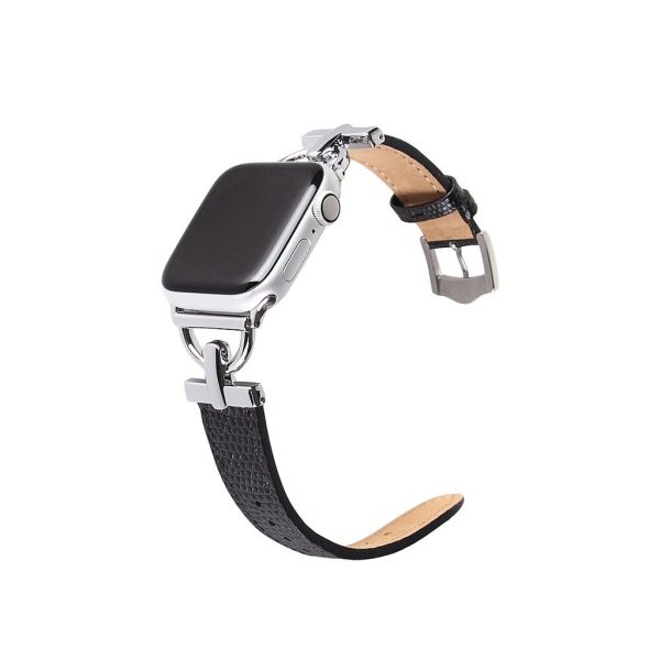 Dakota Hybrid Steel Leather Band for Apple Watch in Silver and Black Leather
