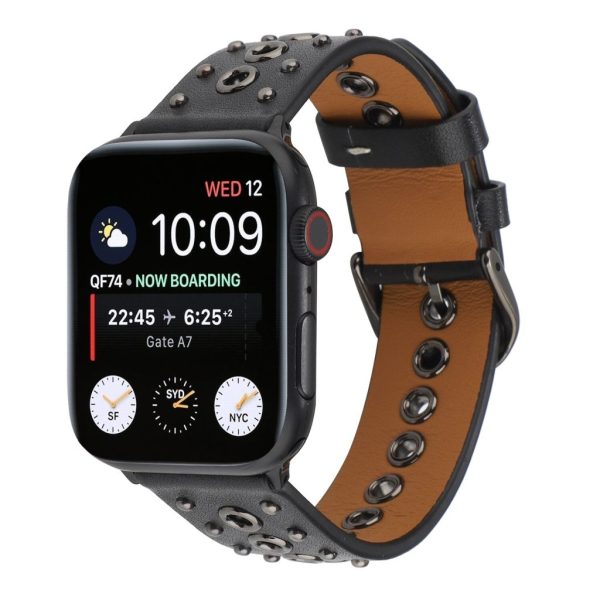 Elektra Leather Band with Black Rivets for Apple Watch in Black