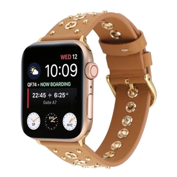 Elektra Leather Band with Gold Rivets for Apple Watch in Brown