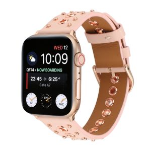 Elektra Leather Band with Rose Gold Rivets for Apple Watch in Pink