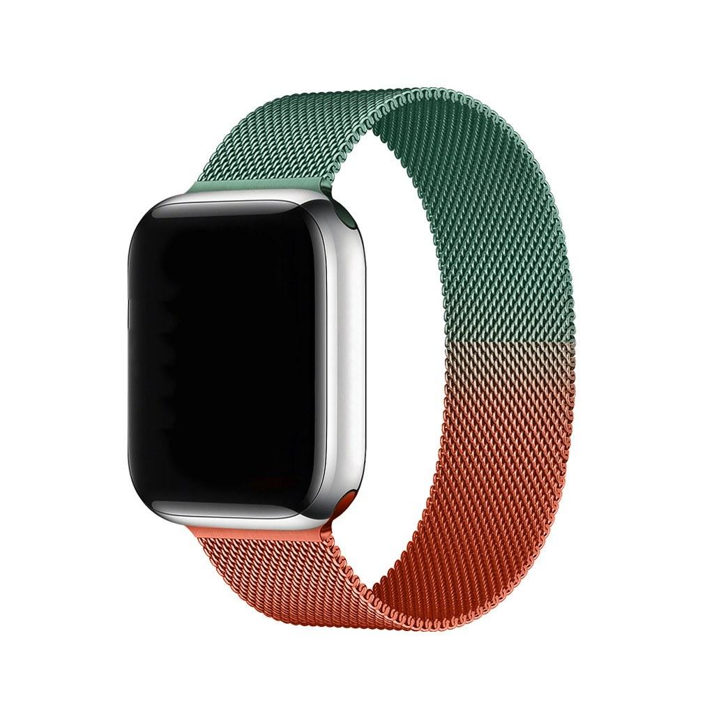 Gradient Orange Light Green Milanese Loop For Apple Watch