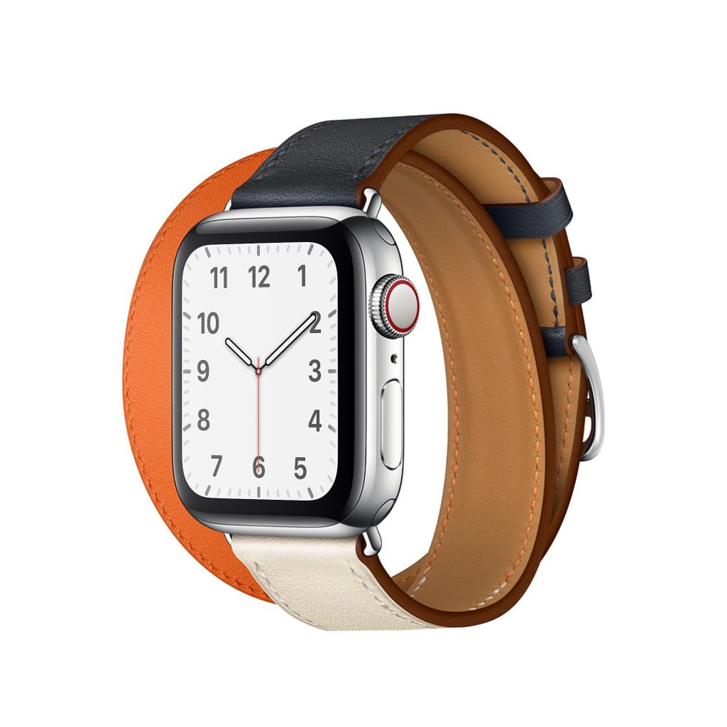 Indigo/Craie/Orange Double Tour Leather for Apple Watch