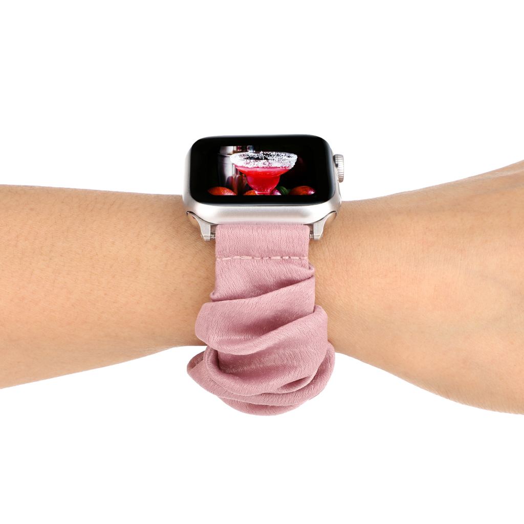 Light Pink Shimmer Scrunchie Loop Band for Apple Watch - Image 3