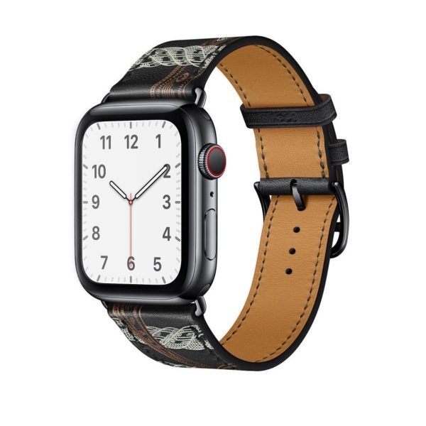 Noir All-Over Print Single Tour Leather for Apple Watch