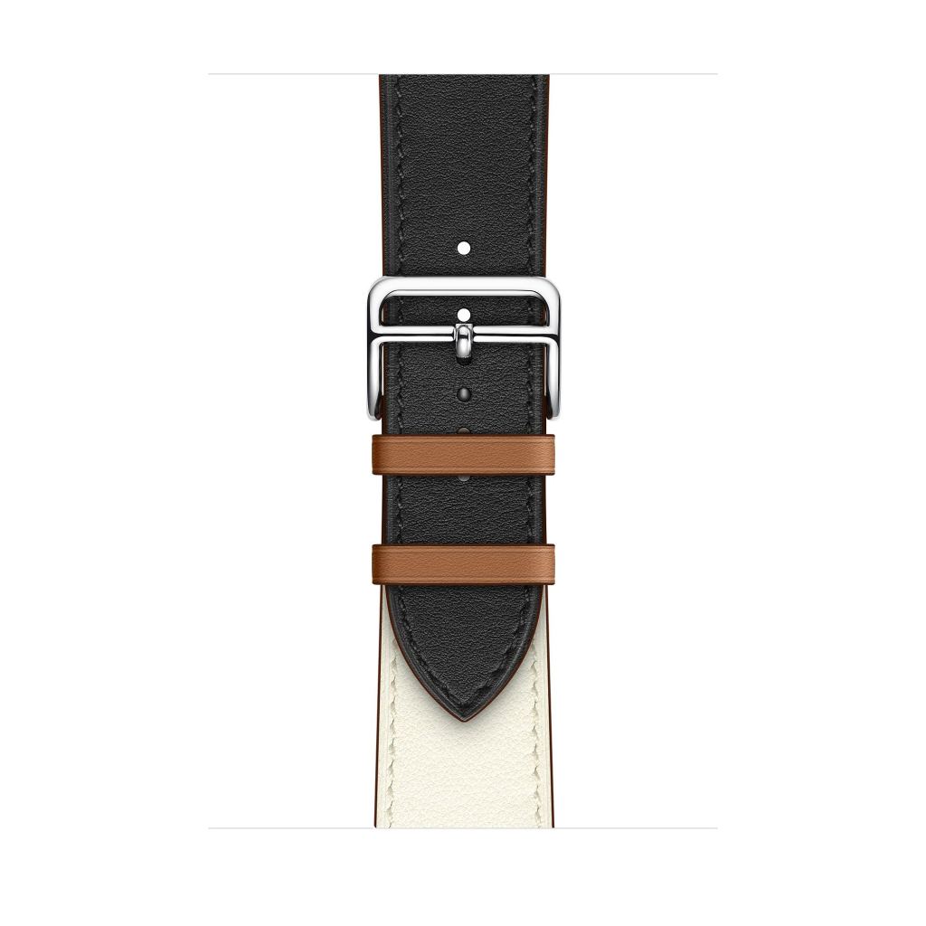 Noir/Blanc/Gold Single Tour Leather for Apple Watch - Image 2