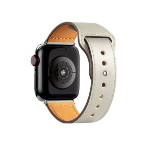 Off White Lincoln Leather Band for Apple Watch