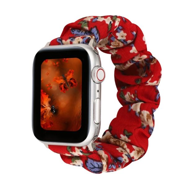 Red Floral Scrunchie Loop Band for Apple Watch