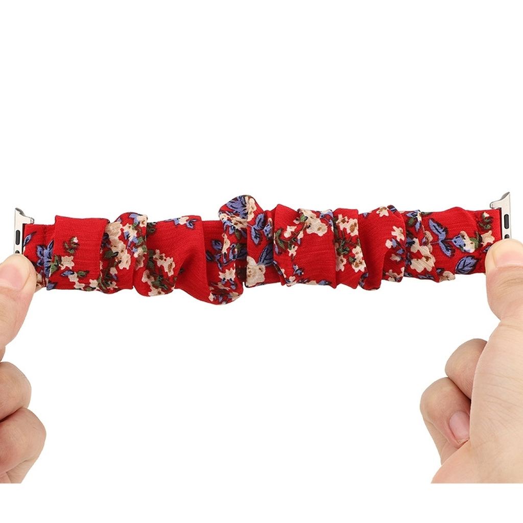 Red Floral Scrunchie Loop Band for Apple Watch - Image 2