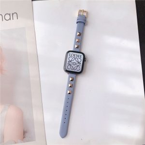 Rockstar Slim Leather Band with Gold Studs for Apple Watch in Lavender