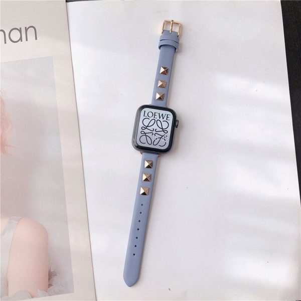 Rockstar Slim Leather Band with Gold Studs for Apple Watch in Lavender