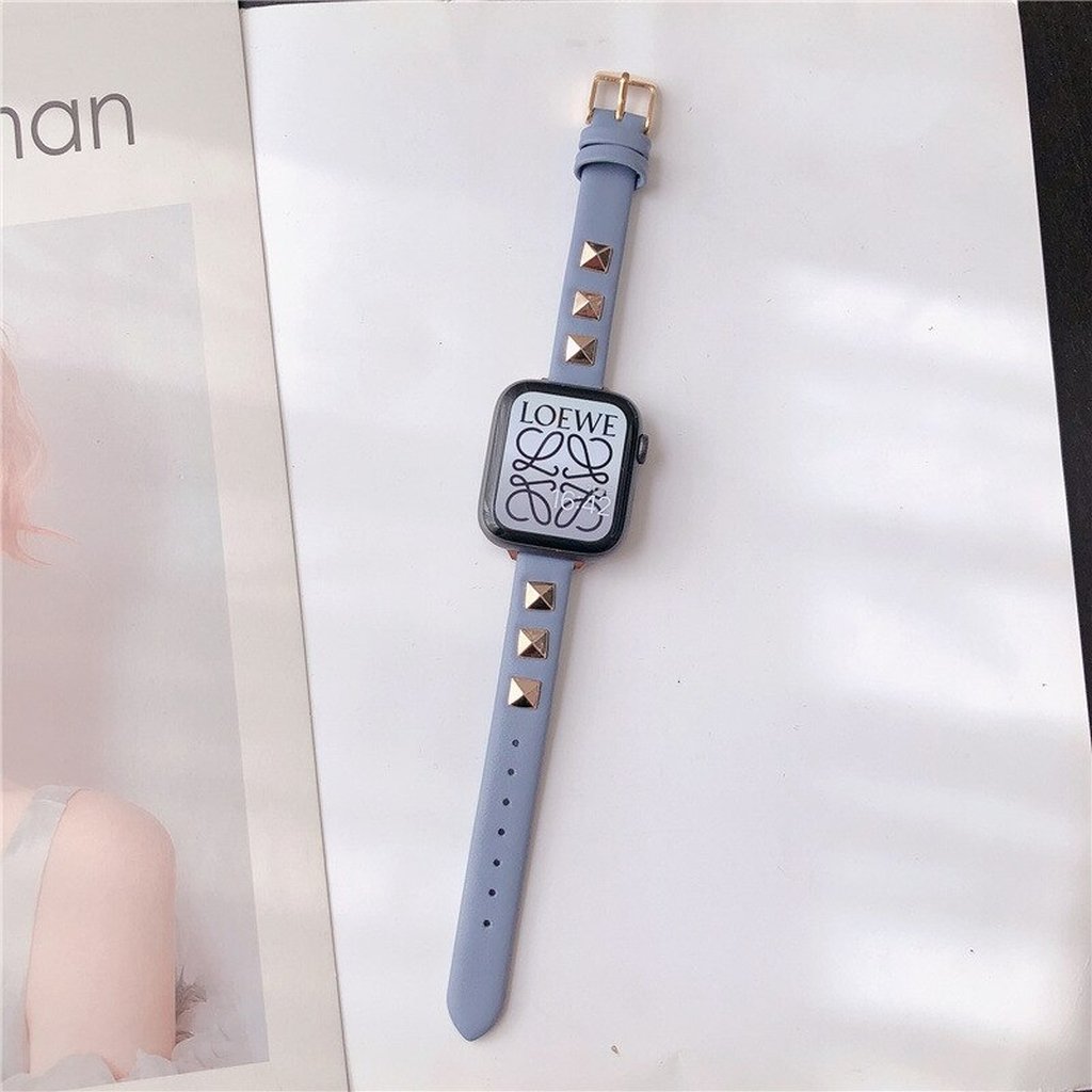 Rockstar Slim Leather Band with Gold Studs for Apple Watch in Lavender