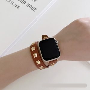 Rockstar Wrap Double Tour Leather Band for Apple Watch in Brown