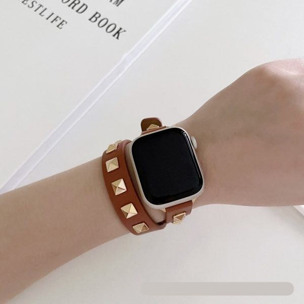 Rockstar Wrap Double Tour Leather Band for Apple Watch in Brown
