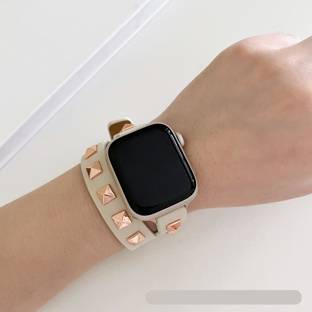 Rockstar Wrap Double Tour Leather Band for Apple Watch in Creamy