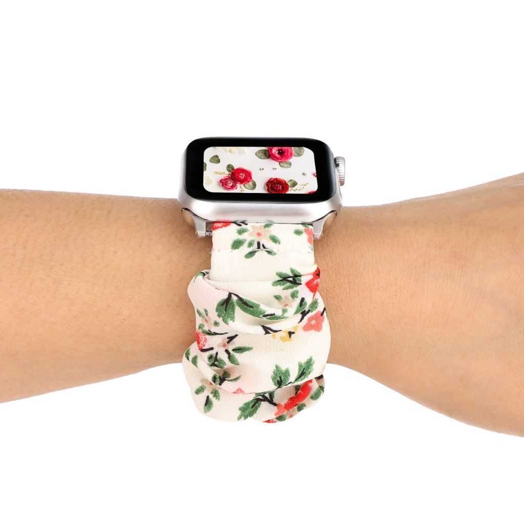 Rose Floral Scrunchie Loop Band for Apple Watch - Image 3