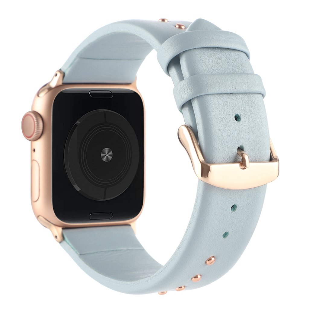 Shakira Leather Band with Gold Studs for Apple Watch in Light Blue