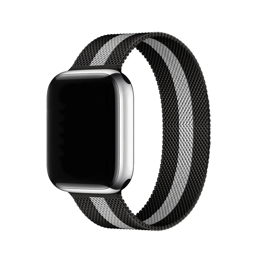 Stripe Black And White Milanese Loop For Apple Watch