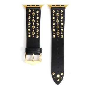 Venus Leather Band with Gold Studs for Apple Watch in Black