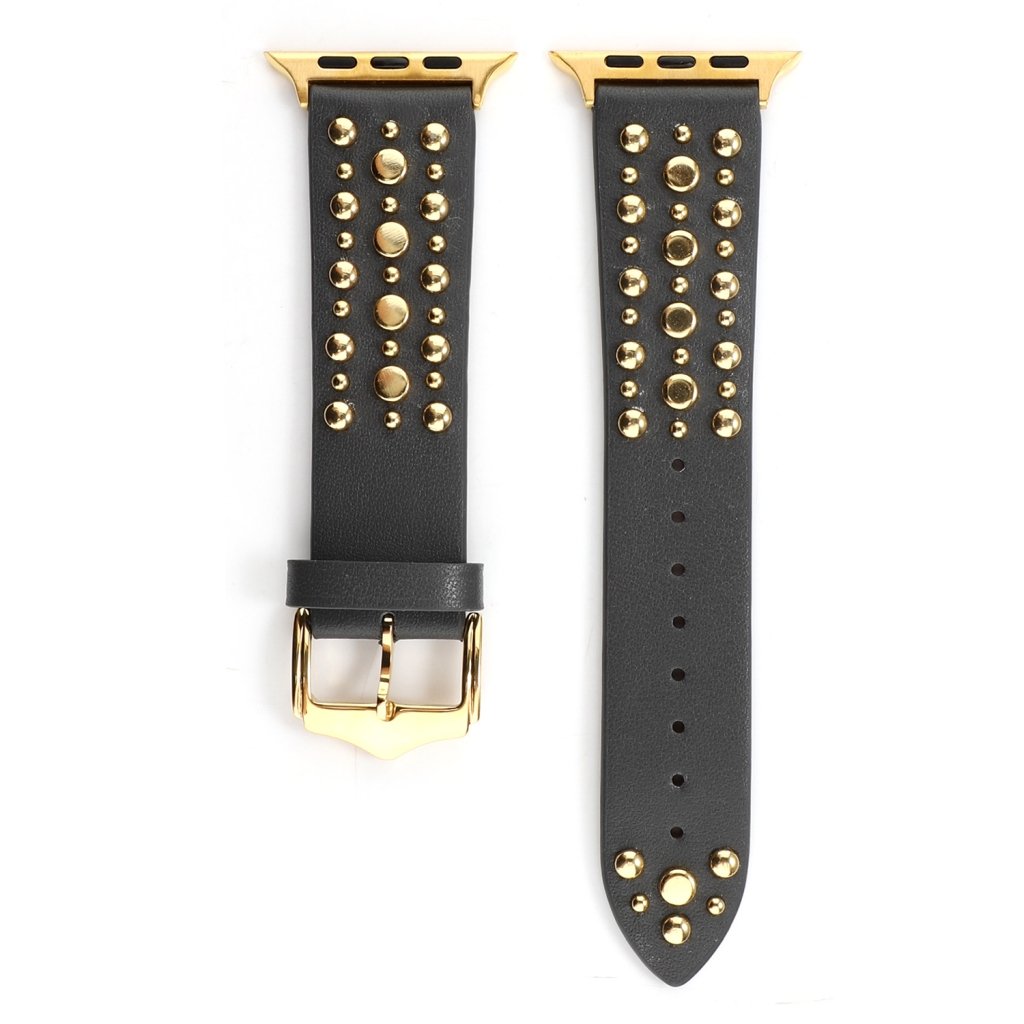 Venus Leather Band with Gold Studs for Apple Watch in Grey