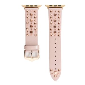 Venus Leather Band with Rose Gold Studs for Apple Watch in Pink