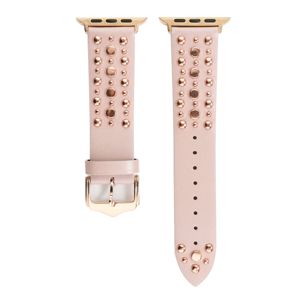 Venus Leather Band with Rose Gold Studs for Apple Watch in Pink