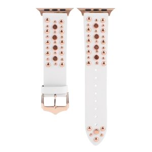 Venus Leather Band with Rose Gold Studs for Apple Watch in White