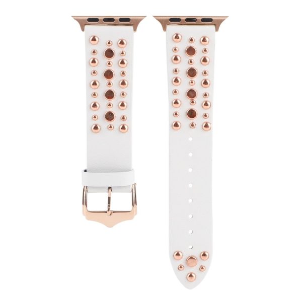 Venus Leather Band with Rose Gold Studs for Apple Watch in White