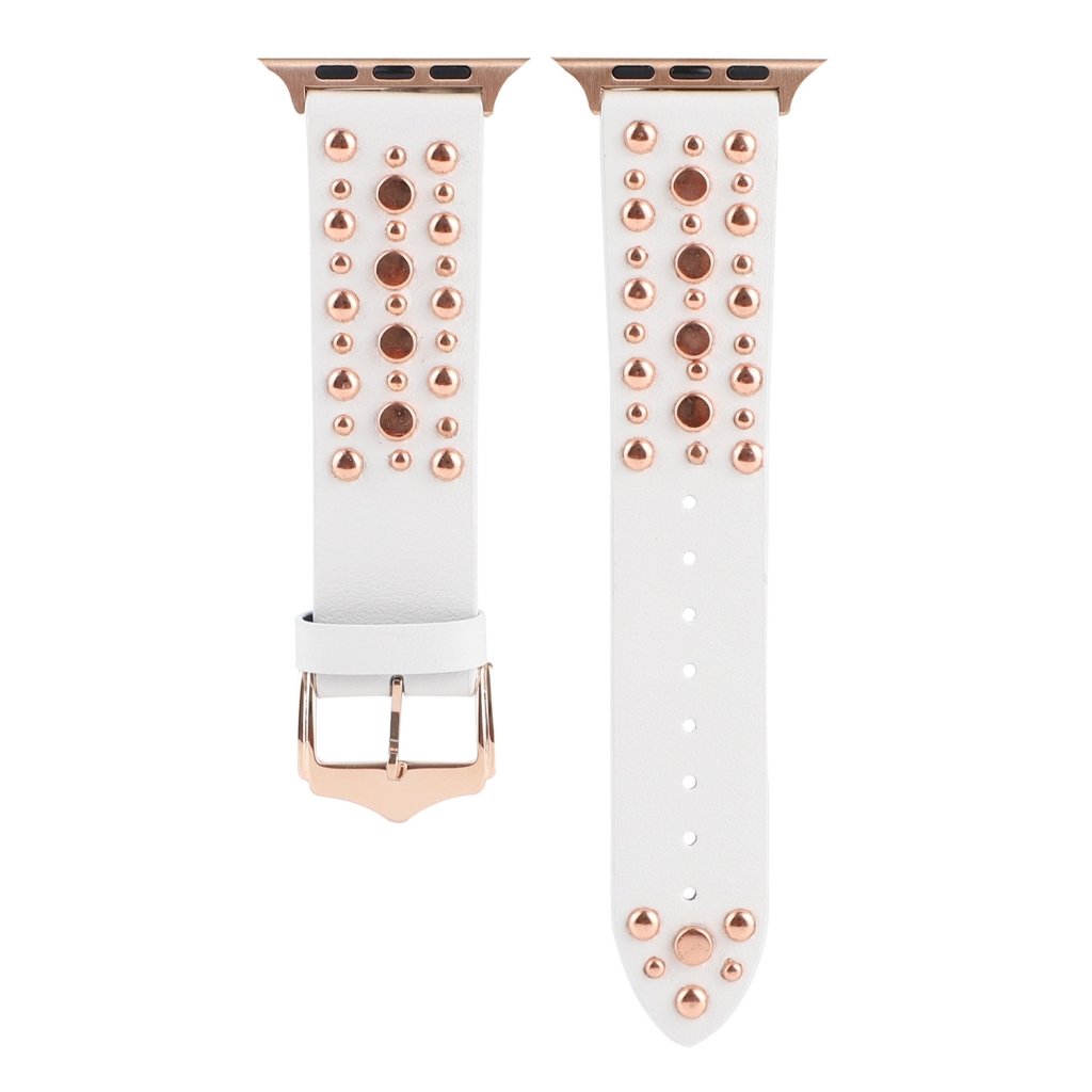 Venus Leather Band with Rose Gold Studs for Apple Watch in White