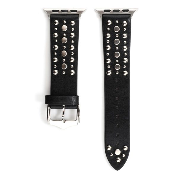 Venus Leather Band with Silver Studs for Apple Watch in Black
