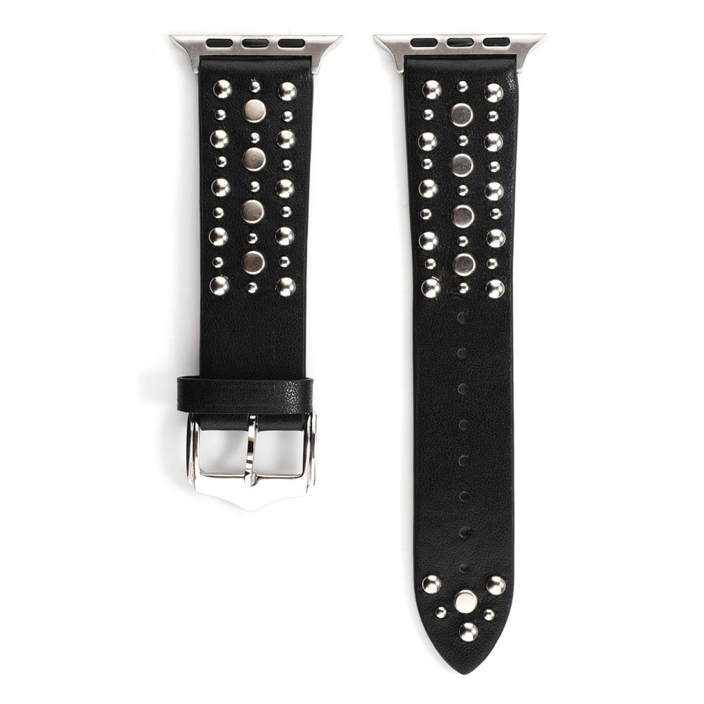 Venus Leather Band with Silver Studs for Apple Watch in Black