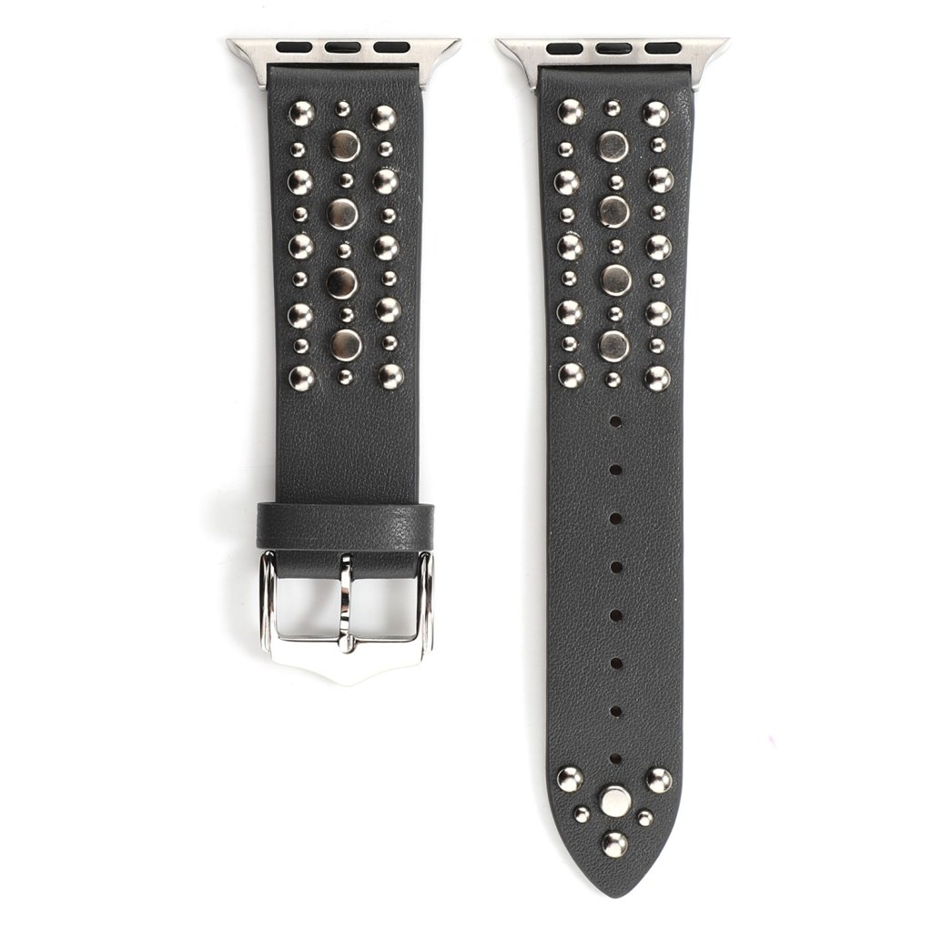 Venus Leather Band with Silver Studs for Apple Watch in Grey