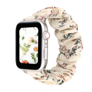 White Floral Scrunchie Loop Band for Apple Watch