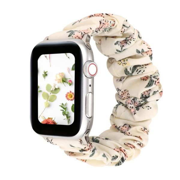 White Floral Scrunchie Loop Band for Apple Watch