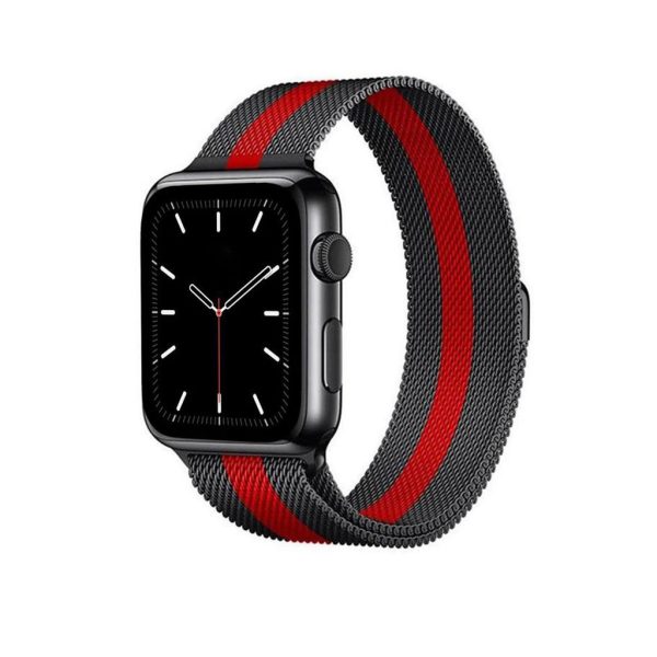 Stripe Black Red Black Milanese Loop for Apple Watch