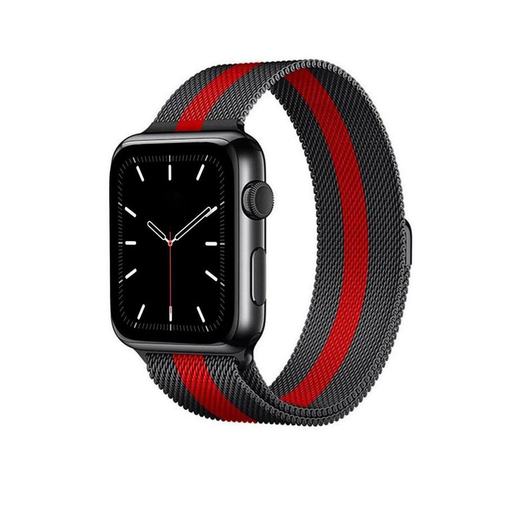 Stripe Black Red Black Milanese Loop for Apple Watch